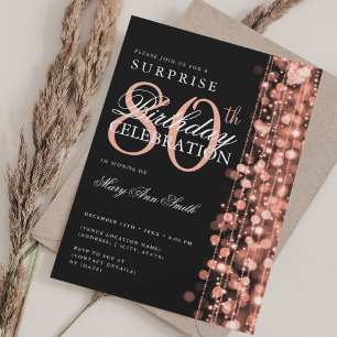 Invitación Sorpresa elegante cumpleaños 80 años con destellos
