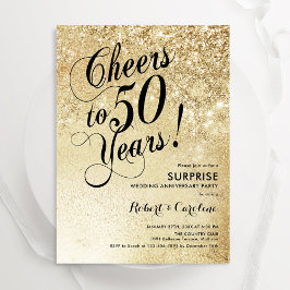 Invitación Sorpresa elegante de oro 50 aniversario