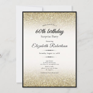 Invitación Sorpresa elegante negro oro cumpleaños 60