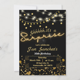 Invitación sorpresa en negro y oro con código QR