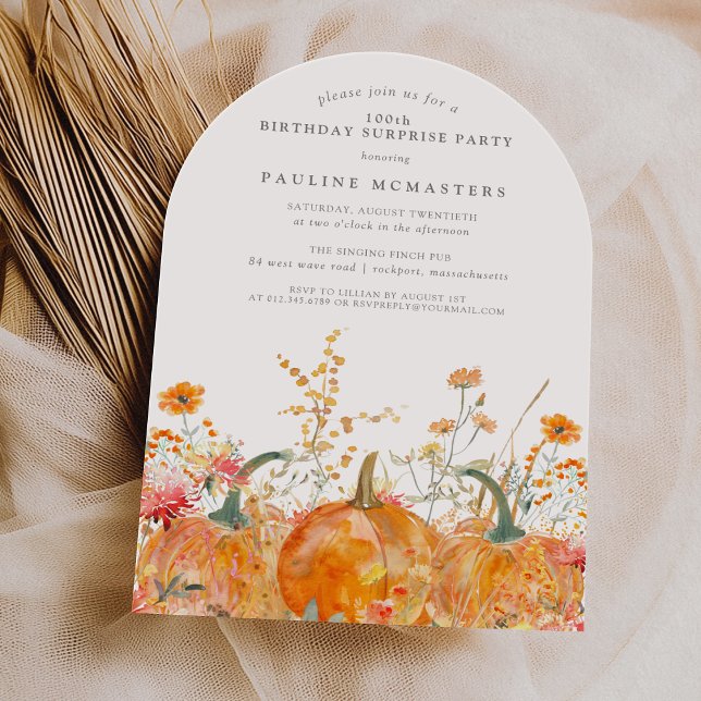 Invitación SORPRESA FIESTA 100.ª flor silvestre de calabaza d (Subido por el creador)
