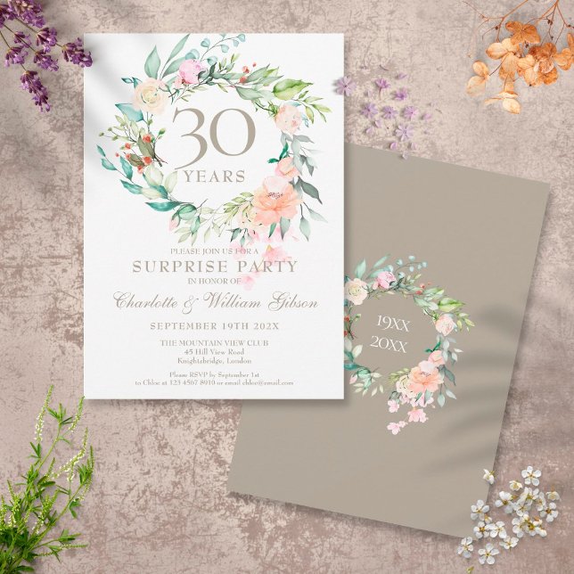 Invitación Sorpresa Fiesta 30 años Rosas Garland (Subido por el creador)