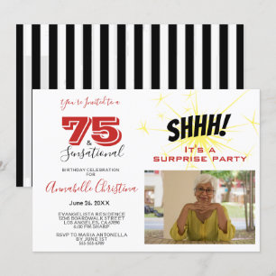 Invitación SORPRESA FIESTA 75 y SENSACIONAL 75º cumpleaños