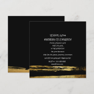 Invitación Sorpresa fiesta de cumpleaños Golden Black Brushes