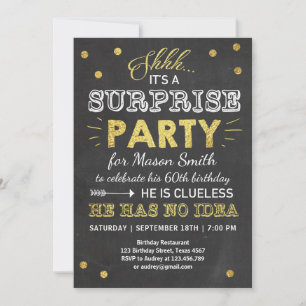 Invitación Sorpresa Fiesta de cumpleaños - Marcha de oro para