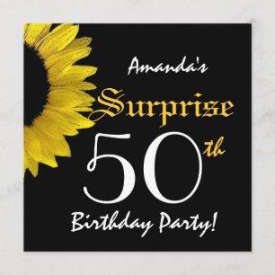 Invitación SORPRESA Fiesta de cumpleaños número 50 Girasol am