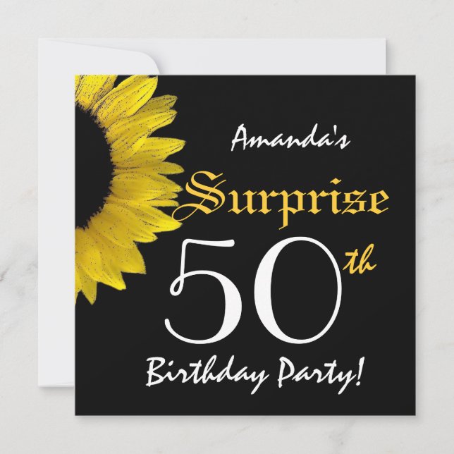 Invitación SORPRESA Fiesta de cumpleaños número 50 Girasol am (Anverso)