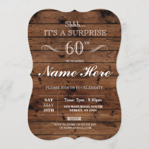 Invitación SORPRESA Fiesta de cumpleaños Rustic Wood a cualqu
