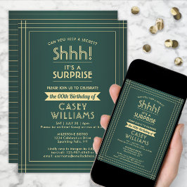 Invitación ¡Sorpresa fiesta de cumpleaños Shhh! Elegante Verd