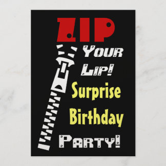 Invitación SORPRESA Fiesta de Cumpleaños Zip Your Lip Templat