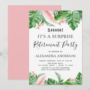 Invitación Sorpresa Fiesta de Jubilación Tropical Palm Floral