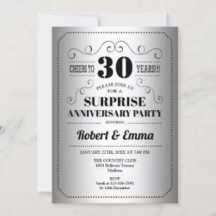Invitación Sorpresa, Fiesta del 30° aniversario - Negro plate