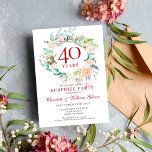 Invitación Sorpresa Fiesta Rosas Garland 40º aniversario<br><div class="desc">Con una delicada acuarela de vegetación floral, esta moda fiesta botánico sorpresa con 40 años de boda puede ser personalizada con su información especial de aniversario de rubí. El reverso presenta una guirnalda floral que enmarca las fechas del aniversario en un elegante texto blanco sobre un fondo rojo rubí. Diseñado...</div>