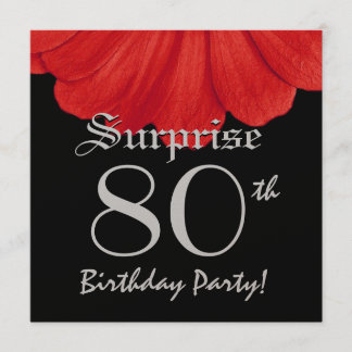 Invitación SORPRESA Flor Roja Z305, 80 cumpleaños