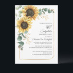 Invitación Sorpresa floral 40 cumpleaños Eucalipto de girasol<br><div class="desc">Crea tu propia y elegante invitación de cumpleaños floral con nuestra plantilla de invitación a la vegetación de eucalipto de girasol. Con tipografía moderna y fuentes de escritura y diseño geométrico sobre fondo blanco. Cambiar completamente el propósito de esta plantilla de diseño para otras ocasiones especiales de su vida haciendo...</div>