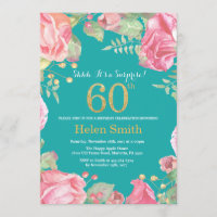 Sorpresa floral 60 cumpleaños oro y Verde azulado