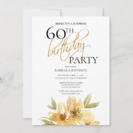 Invitación Sorpresa floral amarilla y cobre 60 cumpleaños