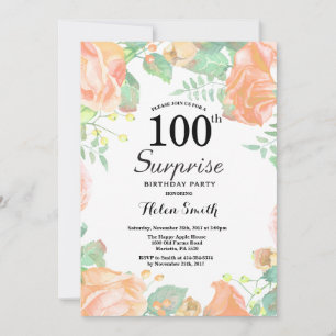 Invitación Sorpresa floral botánica de melocotón Cumpleaños 1