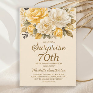 Invitación Sorpresa floral de acuarela crema marfil amarillo