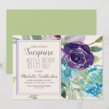 Sorpresa floral de cumpleaños número 18 en púrpura
