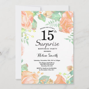 Invitación Sorpresa floral de melocotón botánico cumpleaños 1