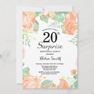 Invitación Sorpresa floral de melocotón botánico cumpleaños 2