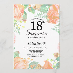 Invitación Sorpresa Floral de Peach Botánica 18 cumpleaños