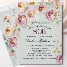 Sorpresa floral pintada elegante para 80 cumpleaño