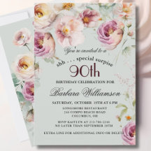 Sorpresa floral pintada elegante para 90 cumpleaño