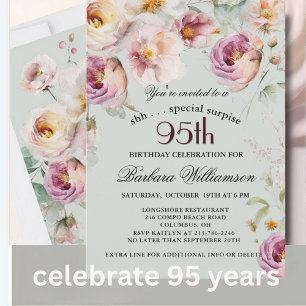 Invitación Sorpresa floral pintada elegante para el cumpleaño