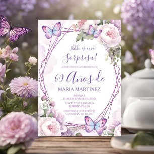 Invitación Sorpresa floral polvoriento español Cumpleaños 60