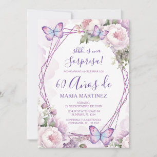 Invitación Sorpresa floral polvoriento español Cumpleaños 60
