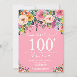 Invitación sorpresa floral rosa para cumpleaños nú
