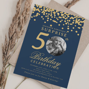 Invitación SORPRESA Foto 50.º cumpleaños Armada de Confetti d