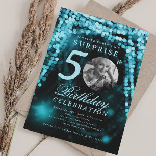 Invitación SORPRESA Foto 50 cumpleaños Luces de vidrio turque