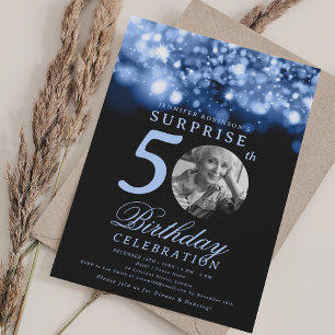 Invitación SORPRESA Foto 50 cumpleaños Marina Azul Medianoche