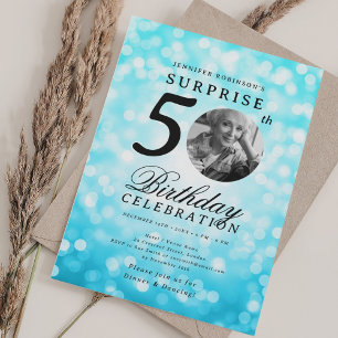 Invitación SORPRESA Foto 50 cumpleaños partido Turquoise Boke
