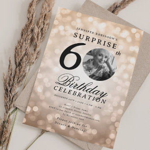 Invitación SORPRESA Foto 60.º Rosa del partido de cumpleaños 