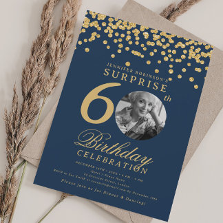 Invitación SORPRESA Foto 60 Cumpleaños Azul de la Marina Conf