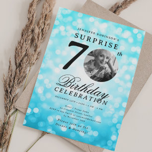 Invitación SORPRESA Foto 70 cumpleaños partido Turquoise Boke