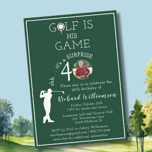 Invitación Sorpresa foto de golf para hombres Cumpleaños 40