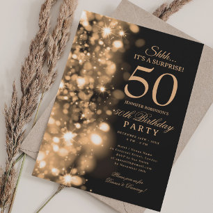 Invitación Sorpresa Glam de Oro Fiesta de Cumpleaños 50