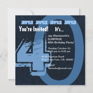 Invitación SORPRESA Gran 40 cumpleaños de Blue F003