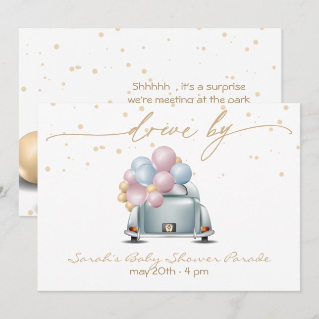 Invitación Sorpresa Impulso Por El Desfile De Baby Shower Gol (Anverso / Reverso)