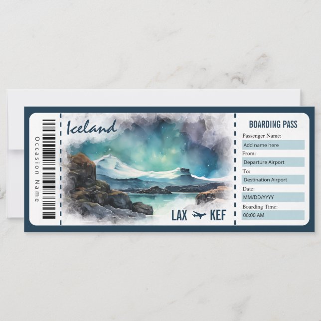 Invitación Sorpresa Islandia Certificado de regalo para tarje (Anverso)