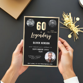 Invitación Sorpresa Metálica de Oro 3 Foto 60 cumpleaños