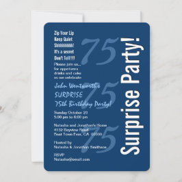 Invitación SORPRESA moderna 75 años de la marina azul y blanc