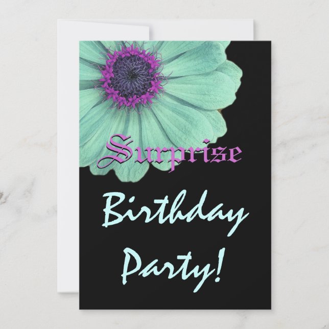 Invitación SORPRESA Nacimiento Verde Morado Daisy Nombre Pers (Anverso)
