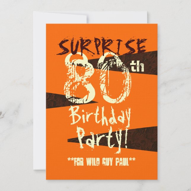 Invitación SORPRESA Naranja de marfil marrón C735 (Anverso)