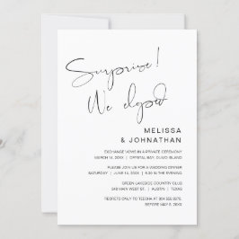 Invitación Sorpresa, nos escapamos, Fiesta de Boda a Escondid